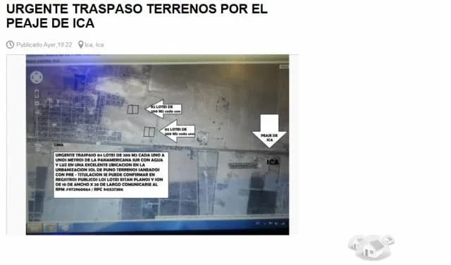 TRASPASO TERRENO POR EL PEAJE DE ICA - 1