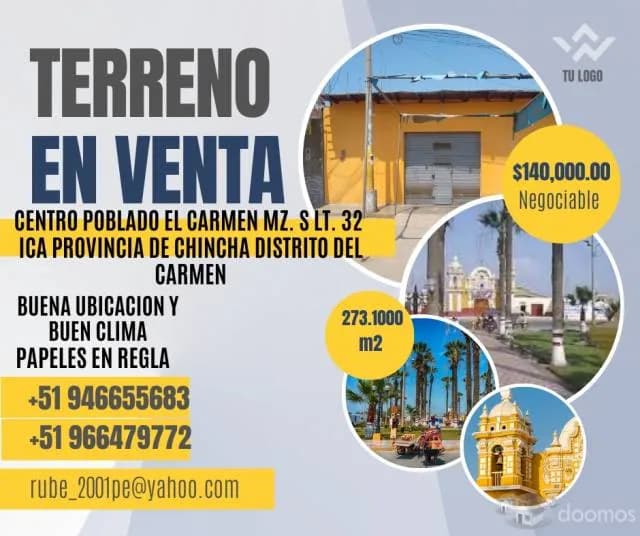 TERRENO EN PLAZA DE ARMAS DE EL CARMEN (CHINCHA) - 1