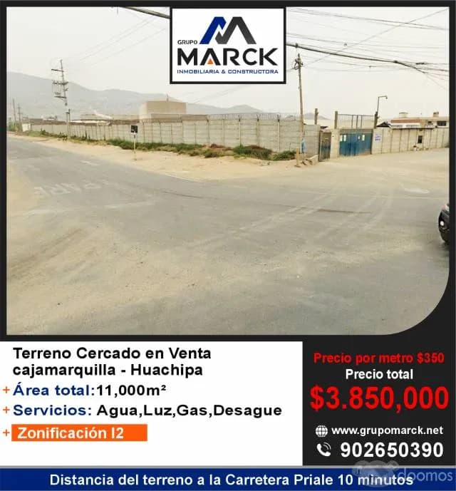 terreno en venta huachipa - cajamarquilla  11,000 metros - 1