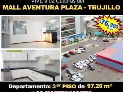 TRUJILLO - ULTIMO DEPARTAMENTO. Hermoso y Amplio 3er PISO con 03 habitaciones de 97.20m2 a US$ 76,900 dólares - 1