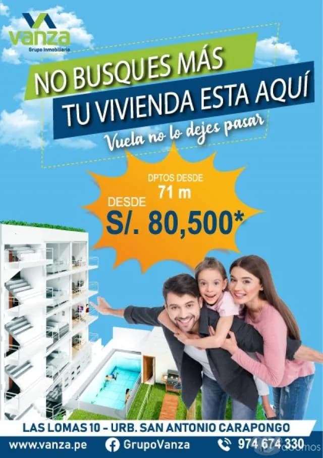 El MEJOR MOMENTO PARA COMPRAR TU DEPA EN PRE-VENTA, CARAPONGO, ÑAÑA, SANTA CLARA, HUACHIPA, ATE. - 1