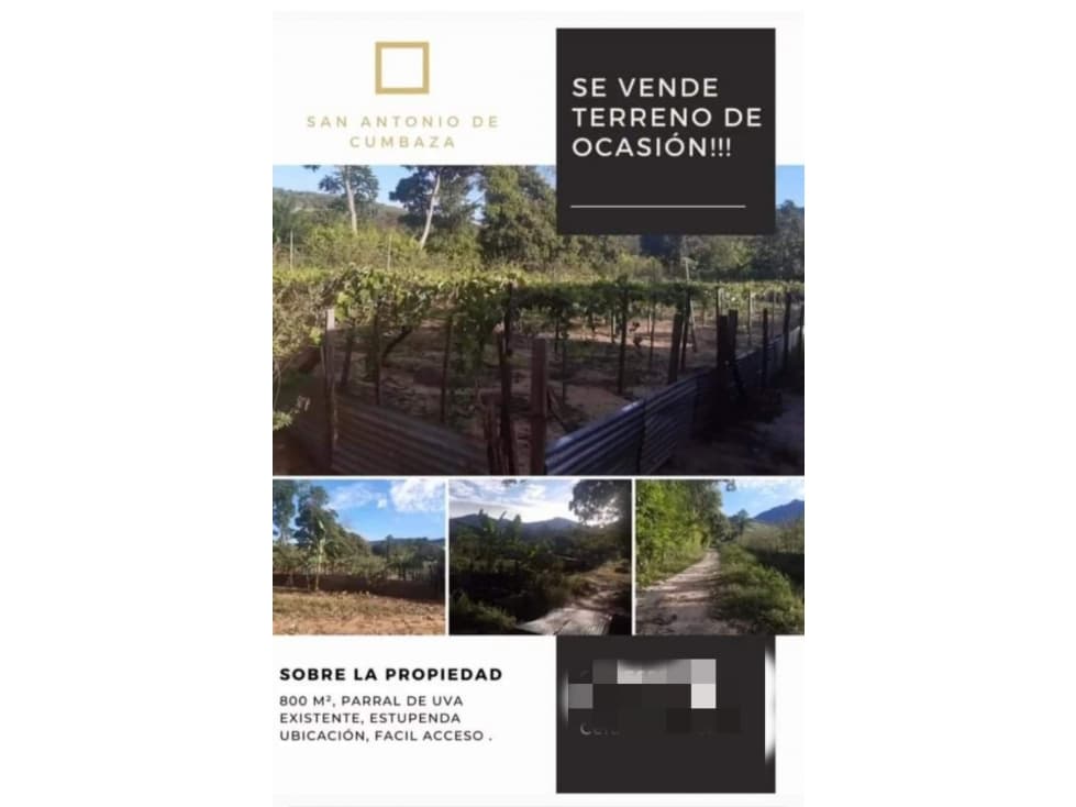 Tarapoto - Terreno en Venta 800 m2 - San Antonio de Cumbaza - 1