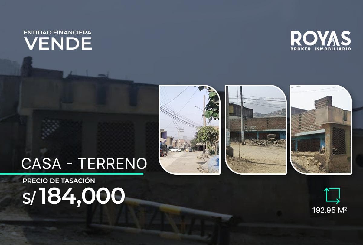 ENTIDAD FINANCIERA LIQUIDA Casa como terreno en Collique - Comas - 1234 - 1