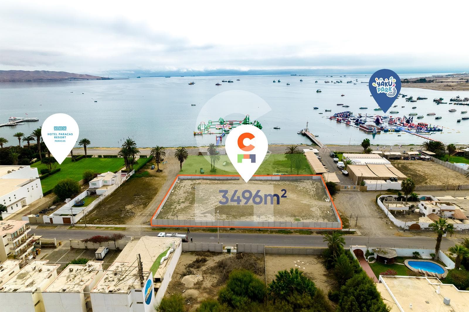 Terreno urbano 3,496 m² para proyecto de lujo en Paracas – PRIMERA FILA - 1