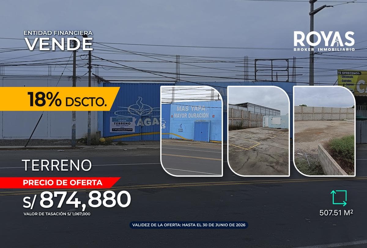 ENTIDAD FINANCIERA Vende Terreno Comercial Cercado - Chepen - 1286 - 1