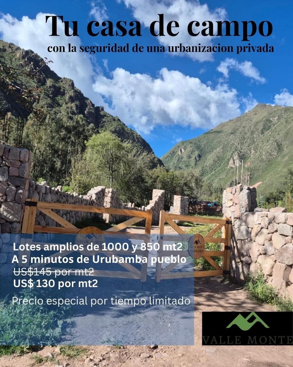 Vendo 2 Lotes en Valle Monte, Urubamba, Cusco. - 1